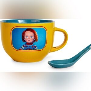 Chucky Ceramic Mug and Spoon Set- New